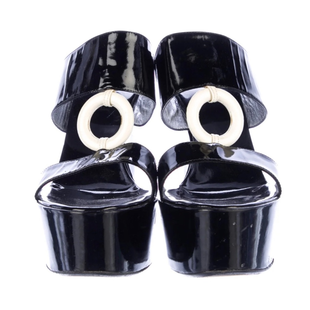 Ruthie Davis Patent Leather Animal Print Slides